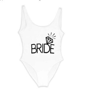 Diamond Pattern Swimsuit Monokini Wedding Bodysuit for the Team Bride L
